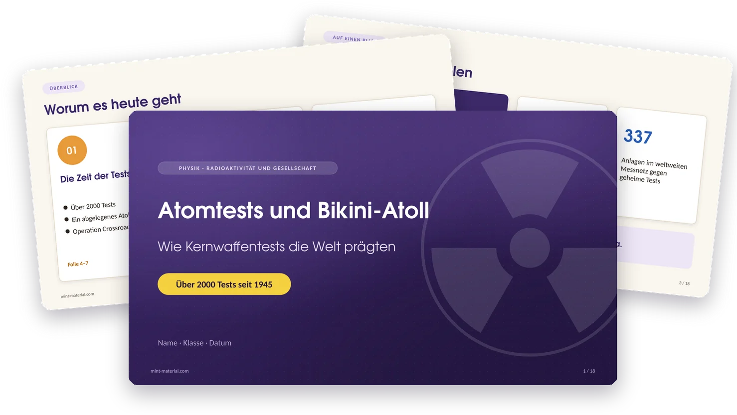 Titelfolie der Präsentation, dahinter Inhalts- und Kennzahlenfolie