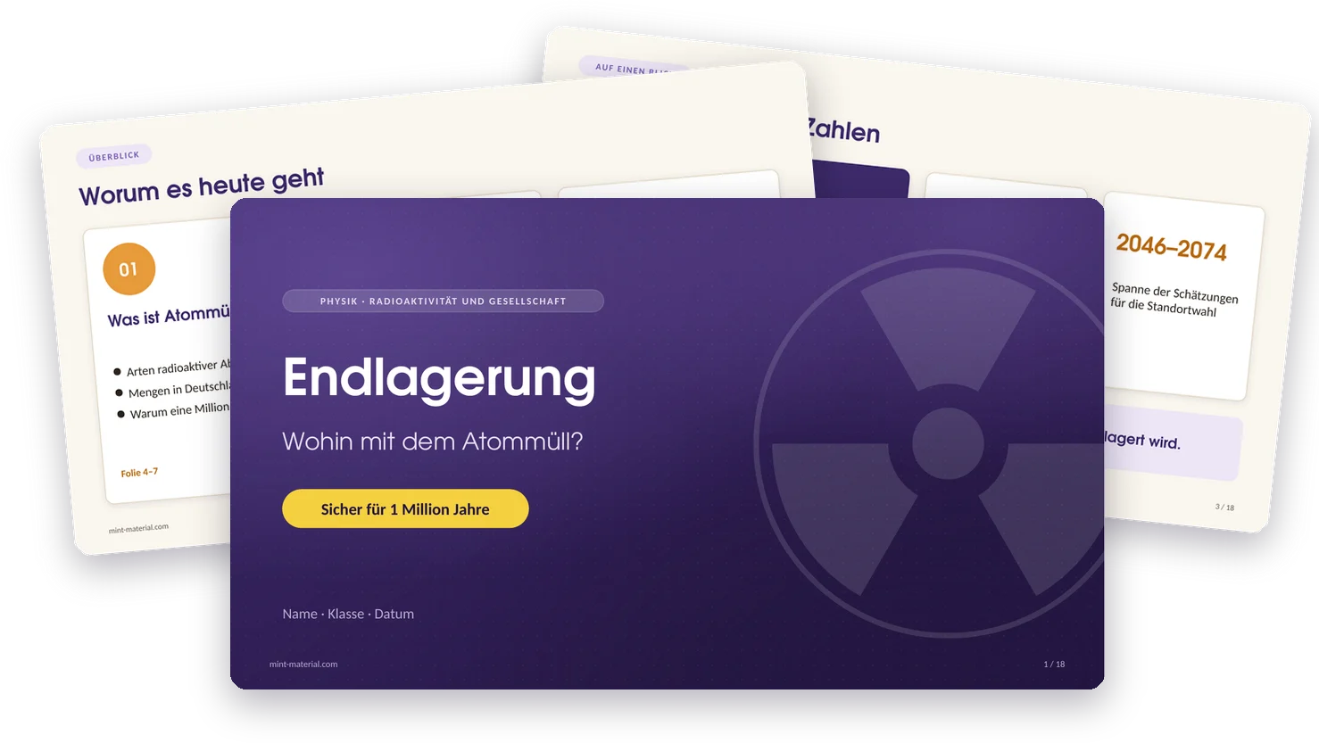 Titelfolie der Präsentation, dahinter Inhalts- und Kennzahlenfolie