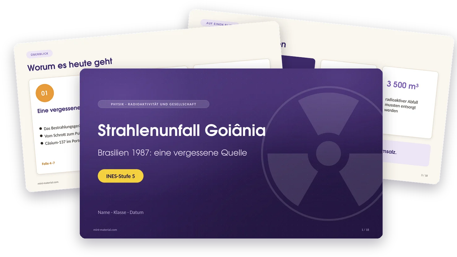 Titelfolie der Präsentation, dahinter Inhalts- und Kennzahlenfolie