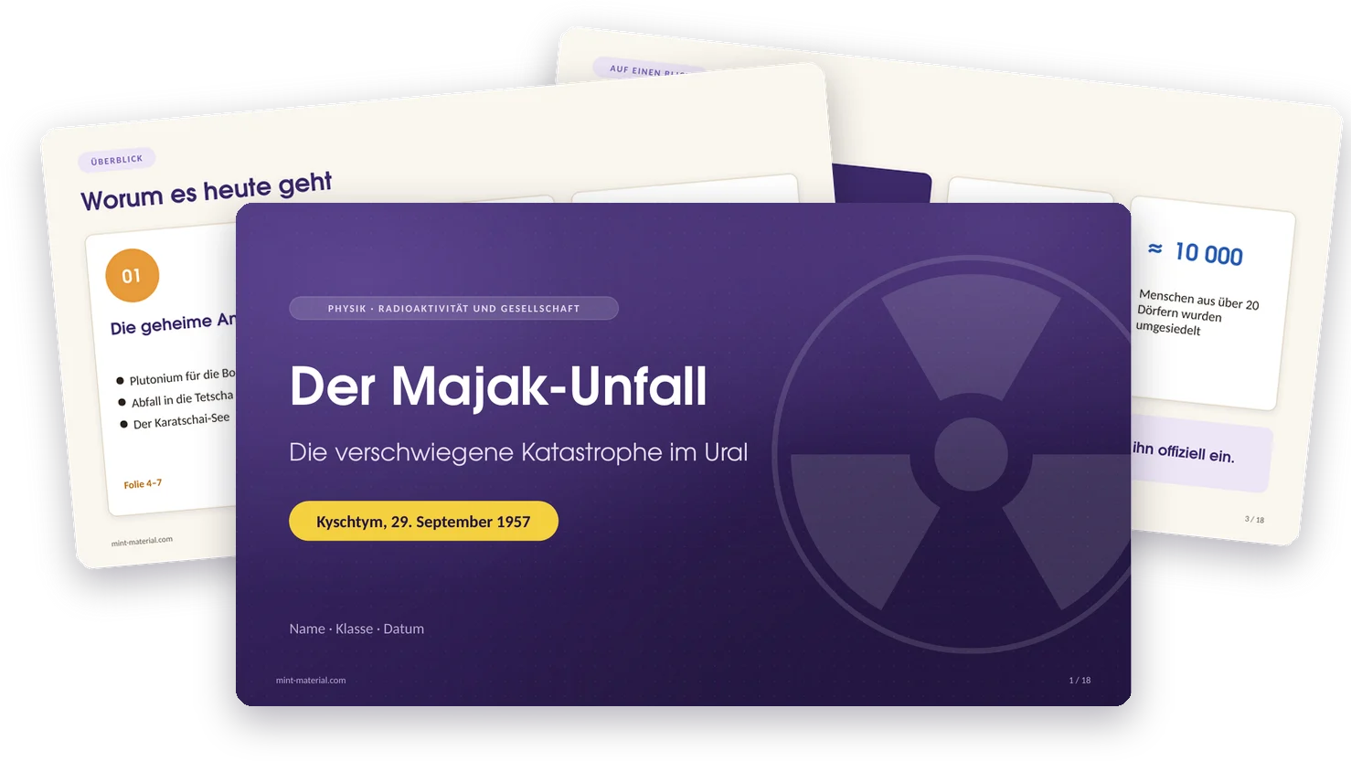 Titelfolie der Präsentation, dahinter Inhalts- und Kennzahlenfolie