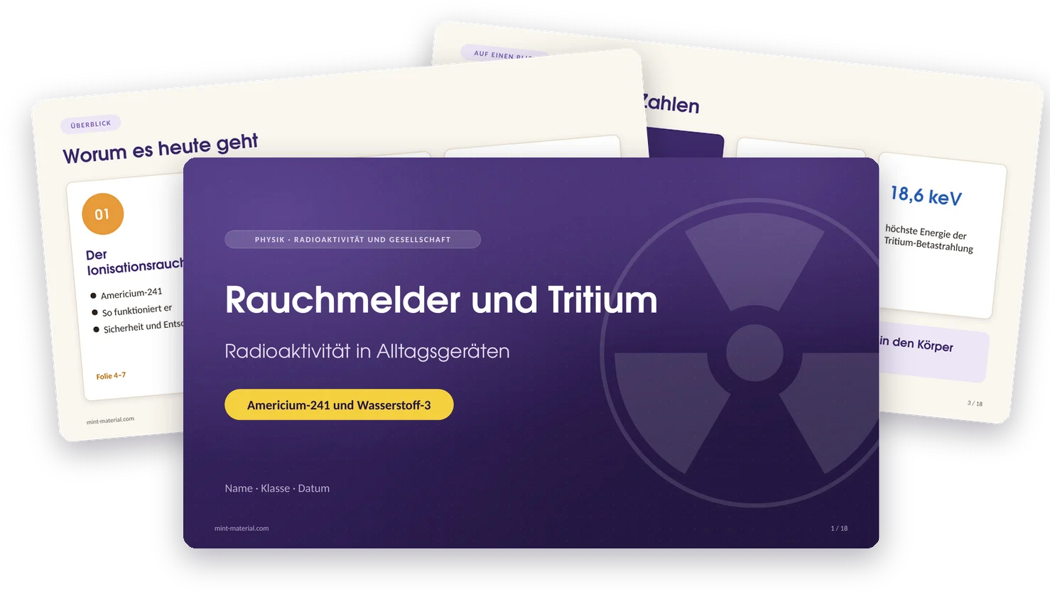 Titelfolie der Präsentation, dahinter Inhalts- und Kennzahlenfolie