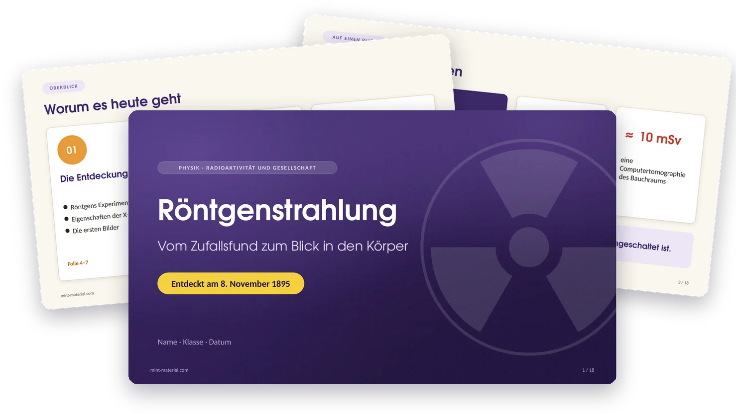 Titelfolie der Präsentation, dahinter Inhalts- und Kennzahlenfolie