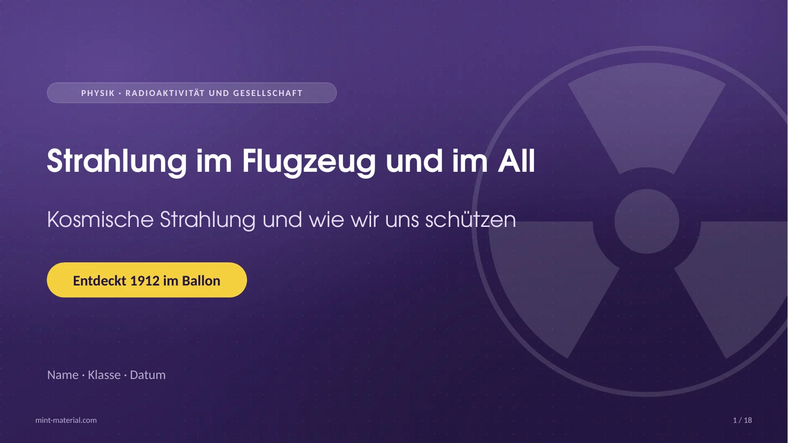 Folie 1: Strahlung im Flugzeug und im All